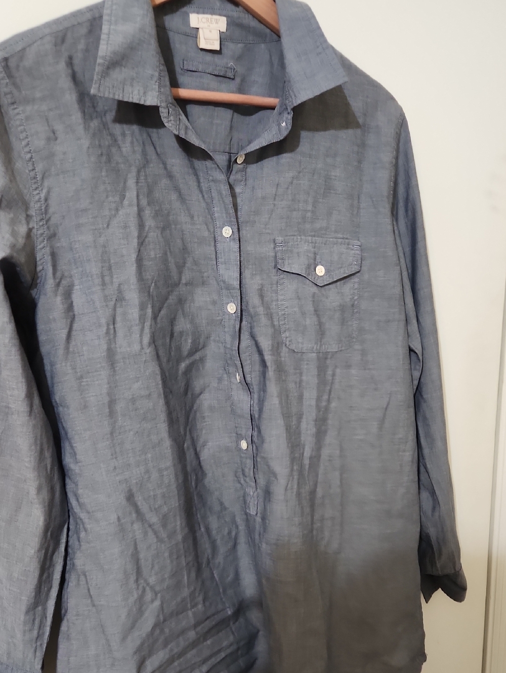 J. Crew Chambray Blue Linen Button-Front Shirt